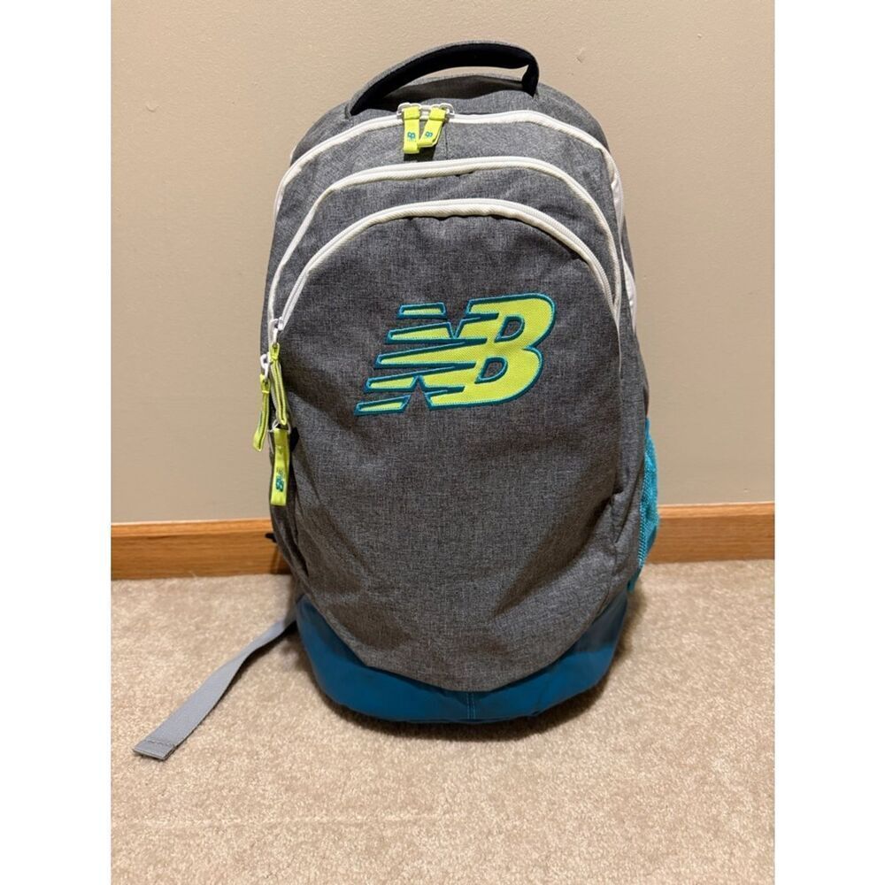 New Balance grey neon yellow teal sports bag backpack unisex